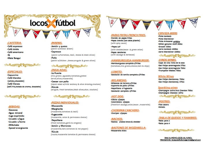 Menú Locos x el Fútbol